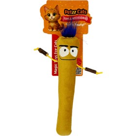Resim PetzzCats Stick Man Matatabi ve Çıngırak Sesli Peluş Kedi Oyuncağı Sarı 23x7,5 Cm 