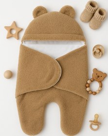 Resim Kiddy Boo 0-12 Ay Aralığı Peluş Welsoft Kumaş Kundak Bebek Battaniye 