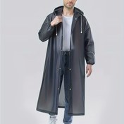 Resim OSKOE EVA Yağmurluk - Yeniden Kullanılabilir Kapüşonlu Ceket, Yarı Şeffaf, Düğme Kapatma, Gezinti & Dış Aktiviteler için Bol Kesim, XS-XXL, Gri 