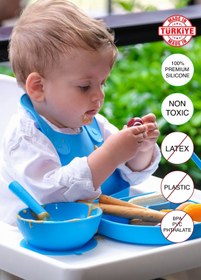 Resim babychefs by zn BABYCHEFS %100 PREMIUM SİLİKON SU GEÇİRMEZ MAMA ÖNLÜĞÜ MAVİ 
