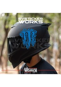 Resim Monster Kask Sticker Tüm Kasklar Uyumlu Tek Yön 1 Adet Mavi 