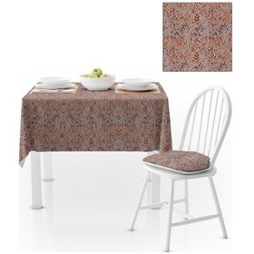 Resim Küçük Çiçek Desenli Turuncu Dijital Baskılı Petek Dokuma Masa Örtüsü 140x220 