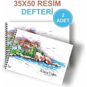 Resim Mediart Prıntkonsept 2'li Büyük Boy Karton Kapak Resim Defteri 35X50 80 gr Beyaz 15 Yaprak 
