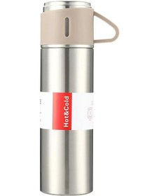 Resim Dianziye 500ml 304 Çelik Termos Bardak, 12 Saat Isı Saklama, Sızıntı Engeli, Ev/ofis/doğa Kullanıma Uygun, Kapak Bardak Olarak Kullanılabilir, Gümüş Renk Siyah 