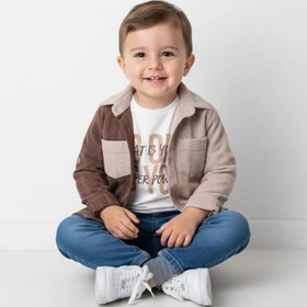 Resim Bontino Erkek Çocuk Casual 3'lü Takım - Kolu Katlanabilir Gömlek, %100 Pamuk Tişört ve Beli Ayarlanabilir Je 
