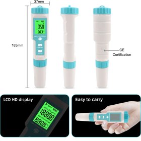 Resim Gahome 7 In 1 Ph / Tds / Ec / Orp / Sg / Tuzluluk / Sıcaklık Arka Işık ile (Yurt Dışından) 