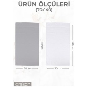 Resim 2'li Greek Gri-beyaz Banyo Havlusu - 70x140 Cm, 490 Gr, %100pamuk, Spa Ve Otel Havlusu, Günlük Kullanıma U Gri-Beyaz 