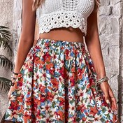 Resim Kadınların Yüksek Bel Çiçek Desenli Geniş Bacaklı Şortları - Canlı Paisley ve Çiçek Desenleri, Bol Kesim, Hafif Polyester, Bahar/Yaz Tatilleri İçin Mükemmel, Bayan Kısa 