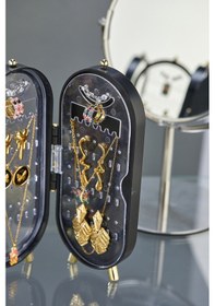 Resim Takı Aksesuar Standı Yüzük, Kolye, Küpe Katlanabilir Seyahat Organizeri - Siyah Siyah 