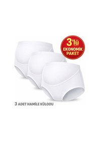 Resim Yüksek Bel Hamile Külodu 3 Lü Set Karma Renk Siyah/beyaz/ten Beyaz 