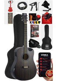 Resim Maxword Luxury Hcr-560bk-eq Half Cutaway Elektro Akustik Gitar Seti 1 Adet 