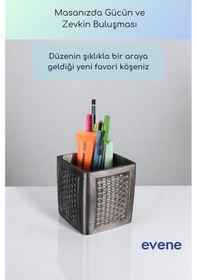 Resim Kalemlik Masa Kalemliği Organizer Kalemlik Gümüş Eskitme Renk Model 86 Çok Renkli 