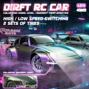 Resim RC Drift Yarışı 1:24 Ölçekli RC Araba, 2.4G Uzaktan Kumandalı Araba, 20+Km/S Yüksek Hızlı Yarış Arabası, Drift Arabası, Drift Lastikleri, Engeller ve Işıklarla, Noel için Uygun 