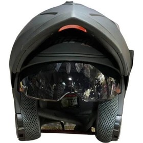 Resim Free-M 961 Mat Siyah Güneş Vizörlü Çene Açılır Kask Modeli 