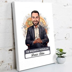 Resim Karikatürlü En İyi Erkek Psikolog Kanvas Tablo 