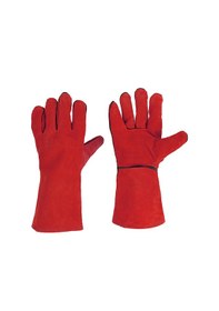 Resim Yunboo Kürk Deri Kaynakçı Eldiveni - Uzun Kalın Tam Deri - İş Güvenliği Eldiveni - Kırmızı 