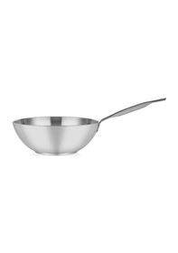 Resim Çelik Wok Tava 28cm - Paslanmaz Sap Gri 