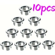 Resim Topnotch 10 Adet Hollow Ring Lavabo Tahliye Kapağı 22-24mm Delik Paslanmaz Siyah Beyaz Krom 