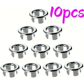 Resim Topnotch 10 Adet Hollow Ring Lavabo Tahliye Kapağı 22-24mm Delik Paslanmaz Siyah Beyaz Krom 