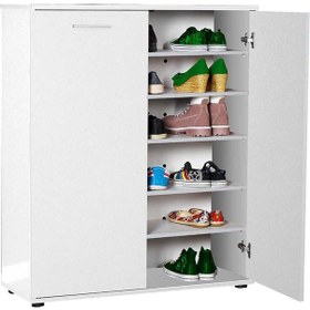 Resim Adoremobilya Trendline 2 Kapaklı 5 Raflı Çok Amaçlı Ayakkabılık - Beyaz 