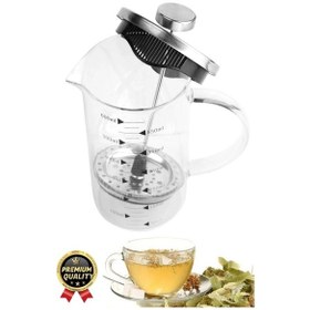 Resim Çok Amaçlı Isıyı Koruyan Süzgeçli Bitki Çayı Filtre Kahve Demlik Ölçü Kabı Cam French Press 350 Ml Çok Renkli 