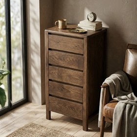 Resim Modesto 5 Çekmeceli Şifonyer | Koyu Meşe 