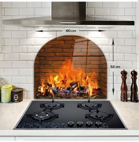 Resim Decorita Cam Ocak Arkası Koruyucu | Oval Şekilli | Odunlu Şömine 