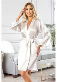 Resim Faal 5906 Kadın Saten Bride Sabahlık-beyaz Beyaz 