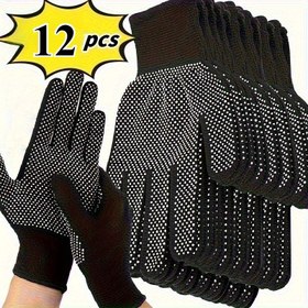 Resim 12 Adet Noktalı Naylon Eldiven - Hafif ve Dayanıklı, Nefes Alabilir Delikli Tasarım, Ayarlanabilir Çekme Kolu ile Bisiklet, Kampçılık, Balıkçılık için Çok Renk Seçeneği 