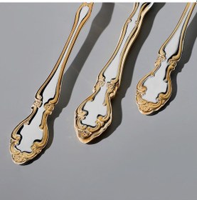 Resim Nehir Adriana Altın Sade 12 Kişilik 72 Parça Çatal Kaşık Bıçak Takımı 