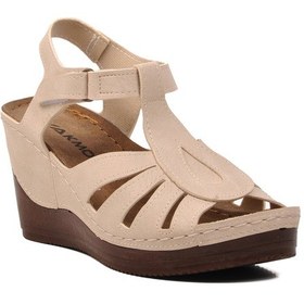 Resim Ayakmod 19-200 Bej Kadın Dolgu Topuk Sandalet 001 