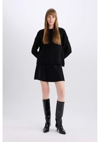 Resim DeFacto A Form Volanlı Triko Mini Etek E5564AX24CWBK81 Siyah 