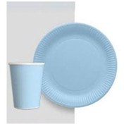 Resim 8 Adet Mavi Tabak, 8 Adet Mavi Bardak 