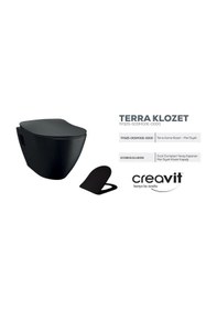 Resim Creavit Tp325 Siyah Mat Asma Klozet + Duck Yavaş Kapanır Kapak Si 
