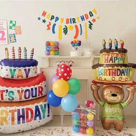 Resim 1 Adet 121.92 Cm Kek Şeklinde Alüminyum Folyo Balon Ayı Tutma, Doğum Günü Partisi Süslemeleri, Noel, Cadılar Bayramı, Şükran Günü Hediyesi, Sevgililer Günü Hediyesi 