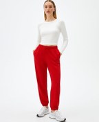 Resim Beli Lastikli Dar Paça Kırmızı Eşofman Kırmızı 