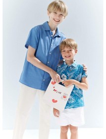 Resim Defacto Erkek Çocuk Oversize Geniş Kalıp Polo Yaka Kısa Kollu Gömlek E5832a825hsbe422 Mavi 