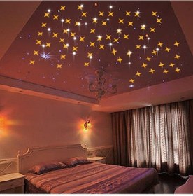 Resim 50 Adet/set Ayna Yıldız Çıkartma Duvar Stickerları Oturma Odası Yatak Odası Banyo Aynaları Tavan Sticker Duvar Kağıtları Odalar Ev Dekor Altın 