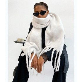 Resim CISILY Kadınlar İçin Kışlık Püsküllü Peluş Atkı - Lüks Uzun Püsküllü Atkılar, Soğuk Hava İçin Yumuşak ve Sıcak Rüzgarlık Yaka, Şık Beyaz/Mavi/Siyah Atkılar (Esnek Değil, Elde Yıkanabilir Bakım) - Noel Hediye Aksesuarı 