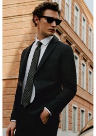 Resim AC&Co / Altınyıldız Classics Erkek Sıyah Slim Fit Dar Kesim Mono Yaka Takım Elbise Siyah 