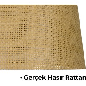 Resim Normadia Şık Hasır Hazeran Rattan Doğal Lambader Şapkası, Şıklığınızı Tamamlar 