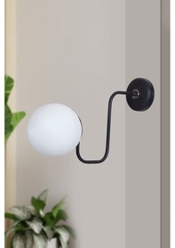 Resim Luzarana Belize Krom-siyah Metal Gövde Beyaz Camlı Tasarım Aplik 