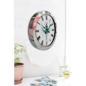 Resim Bahat Krom Çerçeveli Salon Ofis Duvar Saati 36 cm 