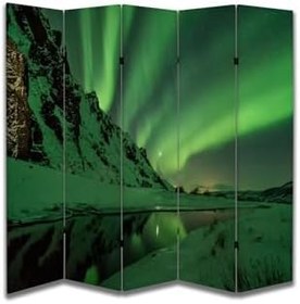 Resim Kuzey Işıkları Temalı Özel Tasarım Paravan Room Divider PRV1292, 180 x 180 