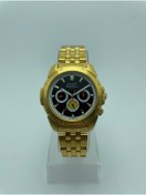 Resim Orient Erkek Dual Time Quartz Kol Saati | Siyah Çizgili Kadran & Sarı Paslanmaz Çelik | 2 Yıl Garantili 