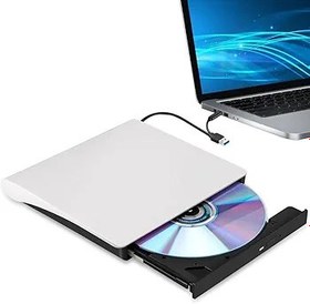 Resim JUFUM Harici CD DVD +/-RW Sürücü, USB 3.0 ve USB-C Taşınabilir CD ve DVD ROM Burner Oynatıcı Okuyucu Yazar Rewriter Disk Sürücü Kurulum Kullanımı , Beyaz 