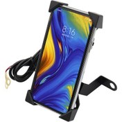 Resim Lemestar Hızlı Şarjlı, 360 Dönebilen, Çift Montajlı Motosiklet Telefon Tutucu Usb Portlu, Kolay Kurulum Siyah 