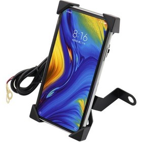 Resim Lemestar Hızlı Şarjlı, 360 Dönebilen, Çift Montajlı Motosiklet Telefon Tutucu Usb Portlu, Kolay Kurulum Siyah 