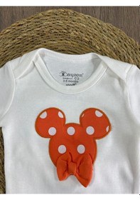 Resim Puantiyeli Fiyonklu Bereli Alttan Çıtçıtlı Kız Bebek Takım Turuncu 