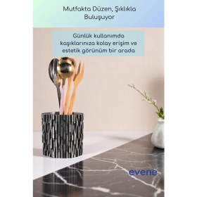 Resim Evene Tezgah Üstü Kaşıklık Dekoratif Dik Kaşıklık Silindir Kaşıklık Gümüş Eskitme Renk Model 78 